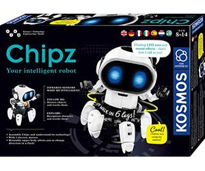 Kosmos 617127 Chipz - Il tuo robot intelligente, con istruzioni multilingue, per bambini dagli 8 ai 14 anni, segue i movimenti, evapora gli ostacoli, effetti luminosi e sonori, giocattoli robotici