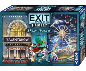 Kosmos 685379 Exit® - Il Gioco Family, Due Avventure indovinose Backstage Boys + Mercato annuale al Buio, Gioco per la Famiglia, Exit Game Famiglia e Bambini a Partire dagli 8 Anni in su