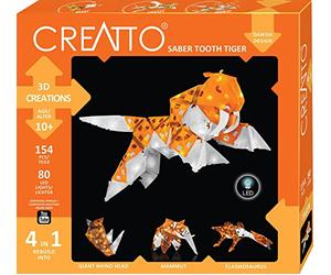 Kosmos Creatto 3676 - Set di puzzle 3D per tigre a sciabola, lucertola, testa di rinoceronte, mammut, decorazione creativa, 154 pezzi, 80 pezzi