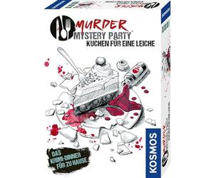 Kosmos Murder Mystery Party - Torta per un cadavere - La cena del crimine per la casa, set completo per esattamente 6 - 8 persone dai 16 anni in su, gioco di festa, emozionante gioco di società bianco