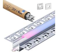 KOSOOM 6 x Profilo in alluminio LED 2 Metri Totale 12m, Copertura Opaca, Dimensioni 15,4 mm x 14,9 mm alette 55,5mm, Supporta strisce LED di larghezza inferiore o uguale a 12,9 mm