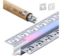 KOSOOM Profilo in alluminio LED 2 m x 15 pezzi Totale 30 m, Con coperchio opaco, Dimensioni 15,4 mm x 14,9 mm alette 55,5 mm, Supporta strisce LED di larghezza inferiore o uguale a 12,6 mm SA03