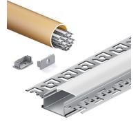 KOSOOM Profilo LED, 10 pezzi da 2 metri, strisce LED, installazione incassata, con diffusore e copertura opaca antipolvere, larghezza max 20 mm, dimensioni 28 × 13,8 mm, ali laterali 64,2 mm