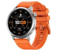 Kospet Orb Bluetooth 44mm AMOLED Argento Cinturino Arancione IP68 SpO2 Pulsometro Sonno SOS