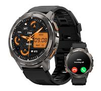 KOSPET Smartwatch uomo, Batteria extra large, impermeabile 50m, Corpo in acciaio inox robusto orologio militare con GPS, Display AMOLED da 1,43", Pressione Nero