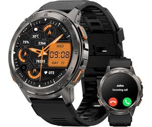 KOSPET T3 Men's Smartwatch, 1.43 Inch AMOLED Display, Extra Large Battery, Stainless Steel Body Rugged Military Watch, Heart Rate and SpO2 Monitor, 5ATM Water Resistance Nero