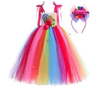 Kosplay Bambina Vestito da Candy Principessa con Accessori Costume da Lecca-Lecca Abito da Caramelle Lollipop Colori Halloween Carnevale Compleanno Natale Festa Cosplay Ragazze 110-150