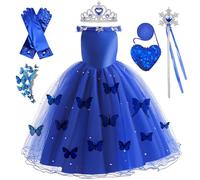 Kosplay Bambina Vestito da Principessa Cenerentola con Accessori Abito da Cenerentola Blu Costume da Principessa Halloween Carnevale Compleanno Natale Festa Fantasia Cosplay Ragazze 100-150