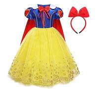 Kosplay Ragazza Vestito da Principessa con Mantellina e Cerchietto Abito da Principessa Costume da Fiaba Abito da Sera Compleanno Natale Festa Halloween Carnevale Fantasia Cosplay Giallo 140
