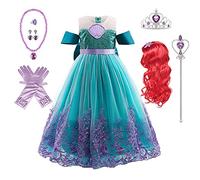 Kosplay Ragazza Vestito da Principessa Sirena Costume da Sirena Principessa con Accessori Parrucca Abito da Sera Compleanno Natale Halloween Carnevale Cosplay Festa Vestito Fantasia Verde 110