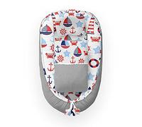 Kospu babynest con cuscino e coperta per bambini, peluche in cotone e minky, imbottitura 100% silicone perline, paracolpi 90 x 70 cm