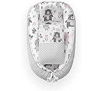 Kospu babynest con cuscino e coperta per bambini, peluche in cotone e minky, imbottitura 100% silicone perline, paracolpi 90 x 70 cm
