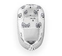 Kospu babynest con cuscino e coperta per bambini, peluche in cotone e minky, imbottitura 100% silicone perline, paracolpi 90 x 70 cm