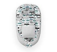 Kospu babynest con cuscino e coperta per bambini, peluche in cotone e minky, imbottitura 100% silicone perline, paracolpi 90 x 70 cm