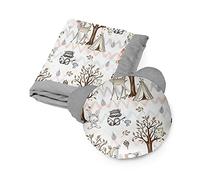 Kospu set biancheria da letto e coperta per bambini e ragazzi, tessuto in cotone e velluto, imbottitura 100% poliestere, coperta per dormire 135 x 100 cm, cuscino per dormire orso æ50 cm