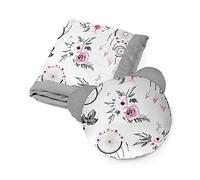 Kospu set biancheria da letto e coperta per bambini e ragazzi, tessuto in cotone e velluto, imbottitura 100% poliestere, coperta per dormire 135 x 100 cm, cuscino per dormire orso æ50 cm