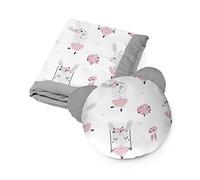 Kospu set di biancheria da letto e coperta per bambini e ragazzi, tessuto in cotone e velluto, imbottitura 100% poliestere, coperta per dormire 135 x 100 cm, cuscino per dormire orso æ50 cm