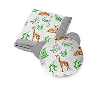 Kospu set di biancheria da letto e coperta per bambini e ragazzi, tessuto in cotone e velluto, imbottitura 100% poliestere, coperta per dormire 135 x 100 cm, cuscino per dormire orso æ50 cm