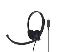 KOSS CS200 - Cuffie USB per comunicazione su entrambi i lati, con microfono eletto a cancellazione del rumore, braccio flessibile per microfono, con presa USB, colore: Nero