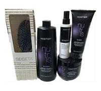 KOSTER Kit Liscio Con Shampoo Lt Maschera 500 Ml Spray 150 Ml E Crema Effetto Lisciante In Omaggio Spazzola Lisciante Seiseta