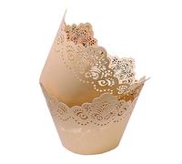 KOSTOO 50 pirottini per cupcake scavati con corona, in pizzo, tagliati al laser, per cupcake, muffin, per matrimoni, feste di compleanno, decorazioni (bianco titanio)