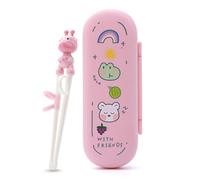 KOSTOO - Bacchette per bambini facili da usare, per il corretto apprendimento da parte di bambini e principianti, struttura con fibbia antiscivolo, inclusa scatola portatile (Cervo rosa)