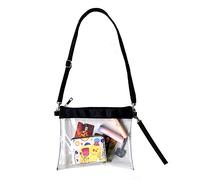 KOSTOO Borsa a tracolla trasparente con cerniera, borsa da toilette trasparente con tracolla regolabile e cinturino da polso per lavoro, casa e giochi sportivi, Trasparente e nero., Medium