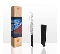 KOTAI | Coltello da cucina Kiritsuke | Coltello da cuoco | Lama da 21 cm | Martellato e affilato a mano | Acciaio inossidabile giapponese 440C ultra affilato | Codolo completamente nascosto