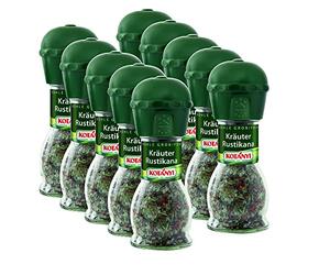 Kotanyi - Set di 10 erbe aromatiche Rustikana, 48 g, in macinino grosso + fine/macinaspezie