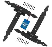 KOTARBAU® 2 cerniere a T nere, lunghezza: 250 mm, gancio a croce, in acciaio verniciato a polvere, per porta in legno, per porta di carico, per porte, per cancello da giardino, cerniere