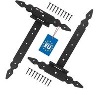 KOTARBAU® 2 cerniere a T nere, lunghezza: 300 mm, in acciaio verniciato a polvere, per porta in legno, per porta di carico, per porte e porte da giardino, cerniere