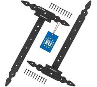 KOTARBAU® 2 cerniere a T nere, lunghezza: 400 mm, in acciaio verniciato a polvere, per porta in legno, per porta di carico, per porte in legno