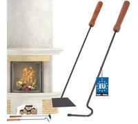KOTARBAU® 2 Pezzi - Coppia Attrezzi Camino - Grattacenere per Cenere con Manico in Legno - Attizzatoio per Camino - Acciaio e Legno - Sicurezza - Funzionale