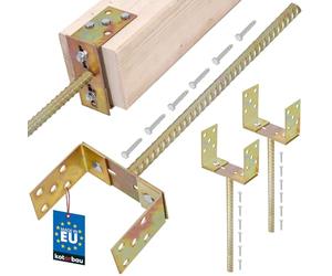 KOTARBAU® 2 pezzi Supporto per Pali - Staffe per Pali in Legno - Acciaio Zincato - 400 mm - Oro - con Ancoraggio per Calcestruzzo - 0-160 mm - Porta Palo Recinzione - Staffe Ancoraggio Palo