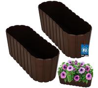 KOTARBAU® 2 pz Fioriera da Esterno - Vasi per Piante da Esterno - Plastica - 40 x 13 x 13 cm - Marrone - Vaso Rettangolare - Vaso Fiori - Fioriera Rettangolare - Rustico