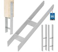 KOTARBAU® 2 supporti per pali ad H per calcestruzzo, 100 mm/600 mm, in acciaio galvanizzato, argento, ancoraggi per pali con ancora, in acciaio