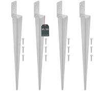 KOTARBAU® 4 Pezzi Supporto per Palo - Acciaio Zincato - 600 mm - Argento - 60 x 110 mm - Supporti per Pali in Legno - Staffe Per Pali In Legno - Supporto Palo Recinzione - Resistente alla Corrosione
