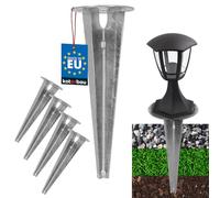 KOTARBAU® 4 picchetti per illuminazione da giardino, diametro 115 mm, in acciaio zincato, picchetto di messa a terra, ancoraggio a terra, supporto a terra per lampade da giardino, manicotto a terra