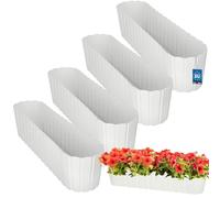 Vaso ovale per fiori da balcone/terrazza, stile rustico, bianco, 60 cm, 4 pezzi