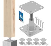 KOTARBAU® 4 pz. Supporto per Pali in Legno - Acciaio Zincato - 110 x 110 mm - Argento - Altezza Regolabile 90-150 mm - Supporti Regolabili Pavimento - Fissaggio Pali Legno - Staffe per Paliotti