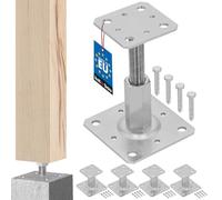 KOTARBAU® 4 pz. Supporto per Pali in Legno - Acciaio Zincato - 80 x 80 mm - Argento - Altezza Regolabile 90-150 mm - Supporti Regolabili Pavimento - Fissaggio Pali Legno - Staffe per Paliotti