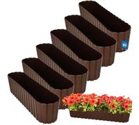 Fioriera ovale per balcone/terrazza, marrone rustico, 60 cm, 6 pezzi