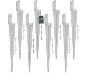 KOTARBAU® 8 Pezzi Supporto per Palo - Acciaio Zincato - 600 mm - Argento - 60 x 110 mm - Supporti per Pali in Legno - Staffe Per Pali In Legno - Supporto Palo Recinzione - Resistente alla Corrosione