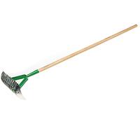 KOTARBAU® Aeratore manuale per prato, scarificatore manuale, rastrello da taglio, scarificatore manuale, verde, 360 x 130 mm, Con manico