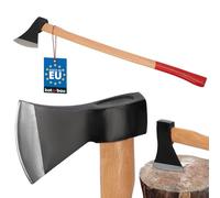 KOTARBAU® Ascia doppia incuneata per tagliare la legna 1500 g in acciaio con manico in legno impregnato, accetta con protezione anti-taglio