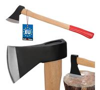 KOTARBAU® Ascia doppia per tagliare la legna 1250 g in acciaio con manico in legno impregnato, accetta con protezione per il taglio