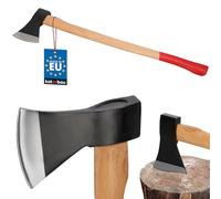 KOTARBAU® Ascia doppia per tagliare la legna 1800 g in acciaio con manico in legno impregnato, accetta con protezione anti-taglio