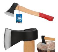 KOTARBAU® Ascia doppia per tagliare la legna 500 g in acciaio con manico in legno impregnato, accetta con protezione anti-taglio