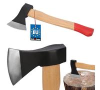 KOTARBAU® Ascia doppia per tagliare la legna 600 g in acciaio con manico in legno impregnato, accetta con protezione anti-taglio