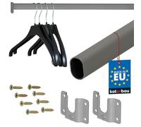 KOTARBAU Asta appendiabiti - 90 cm - Armadio - Armadio - Armadio - Asta appendiabiti laccata - Grigio - in acciaio verniciato a polvere - con 2 supporti